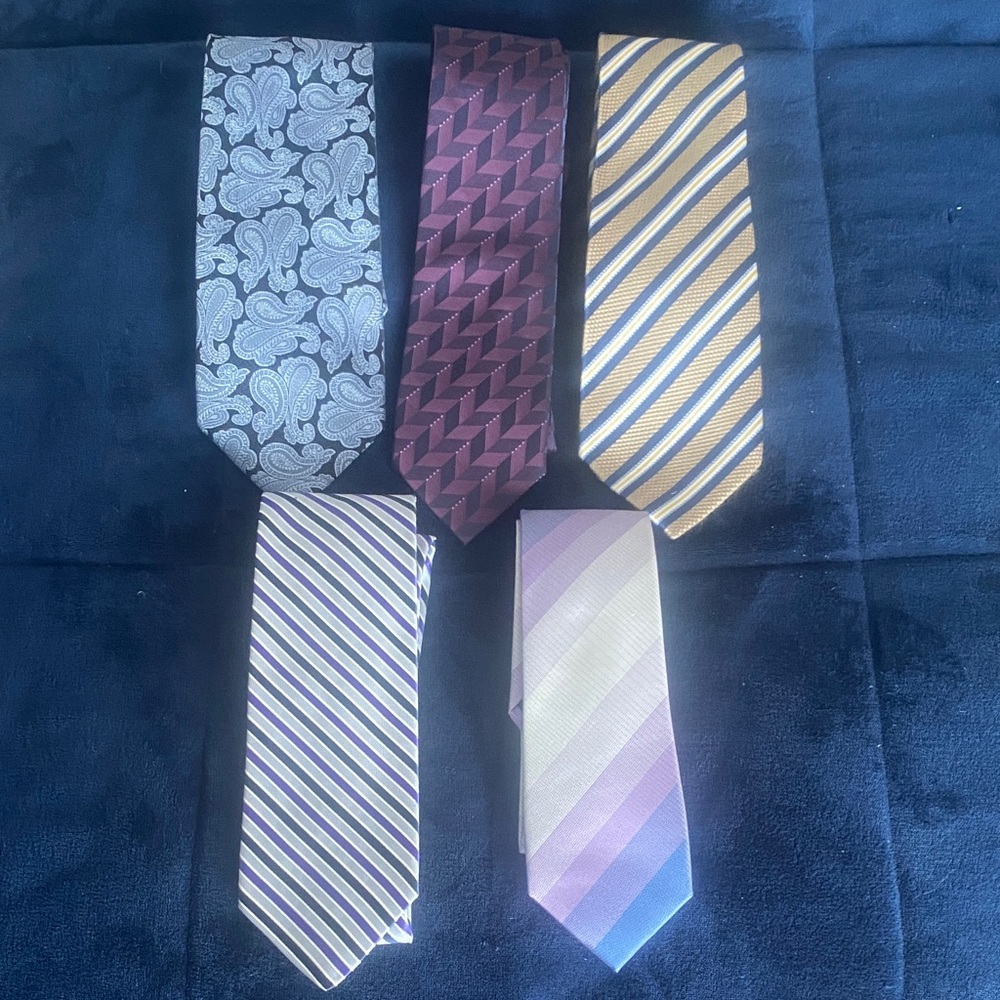 SILK TIES Set of 5 varied colours & styles